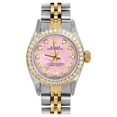 ladies used pink mop rolex|$9K ROLEX DATEJUST PINK MOP Emerald Diamond 18k .